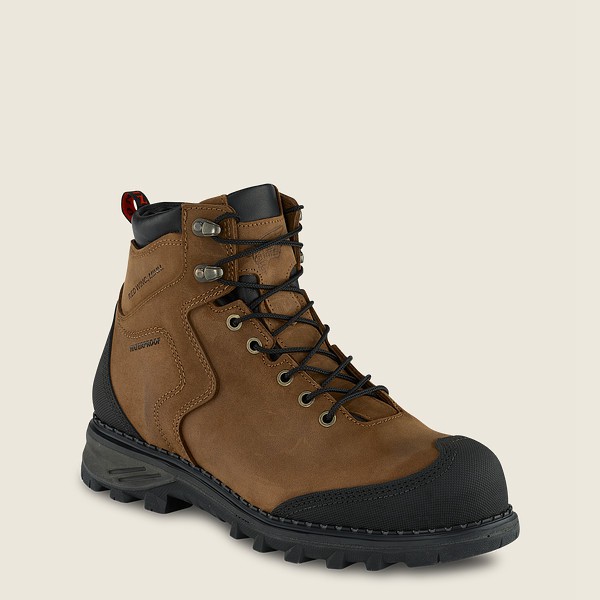 Red Wing Safety Bot Erkek - Burnside - 6-Inch Waterproof Toe - Kahverengi/Siyah - 57NOXFUEW